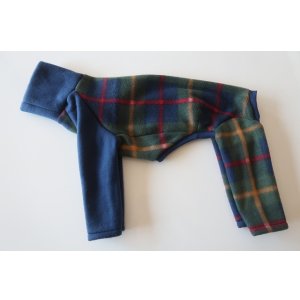 画像: 【フリース】紺×グリーンチェック　イタグレ4号