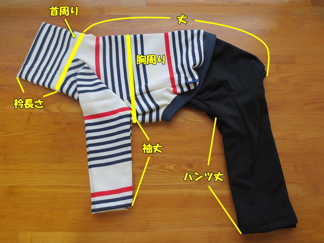 画像: ハイネックTシャツ＋長ズボン　(イタグレサイズ)