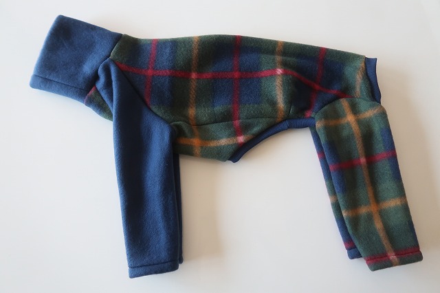 画像1: 【フリース】紺×グリーンチェック　イタグレ4号