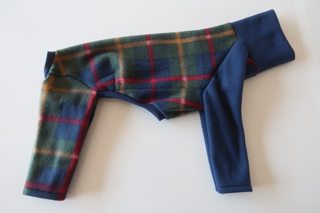 画像2: 【フリース】紺×グリーンチェック　イタグレ4号